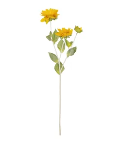 GloboStar® GloboStar® Artificial Garden YELLOW SUNFLOWER BRANCH 21384 Τεχνητό Διακοσμητικό Κλαδί Ηλιοτρόπιο Κίτρινο Y64cm