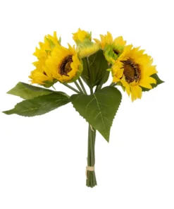 GloboStar® GloboStar® Artificial Garden YELLOW SUNFLOWER BRANCH 21386 Τεχνητό Διακοσμητικό Μπουκέτο Ηλιοτρόπιο Κίτρινο Y37cm