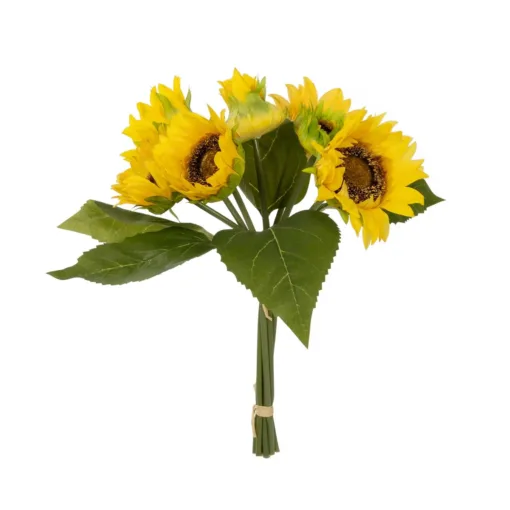 GloboStar® GloboStar® Artificial Garden YELLOW SUNFLOWER BRANCH 21386 Τεχνητό Διακοσμητικό Μπουκέτο Ηλιοτρόπιο Κίτρινο Y37cm