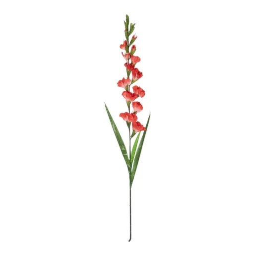 GloboStar® GloboStar® Artificial Garden RED GLADIOLUS FLOWER BRANCH 21396 Τεχνητό Διακοσμητικό Κλαδί Γλαδιόλα Y116cm