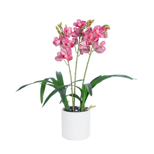 GloboStar® GloboStar® Artificial Garden PINK CHERRY CYMBIDIUM 21402 Διακοσμητικό Φυτό Φούξια Κυμβίδιο Υ60cm