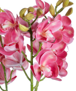 GloboStar® Artificial Garden PINK CHERRY CYMBIDIUM 21402 Διακοσμητικό Φυτό Φούξια Κυμβίδιο Υ60cm 8 21402 3