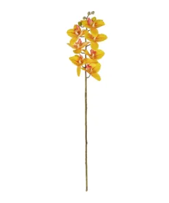 GloboStar® GloboStar® Artificial Garden YELLOW RED ORCHID BRANCH 21410 Τεχνητό Διακοσμητικό Κλαδί Κίτρινη Ορχιδέα Y70cm