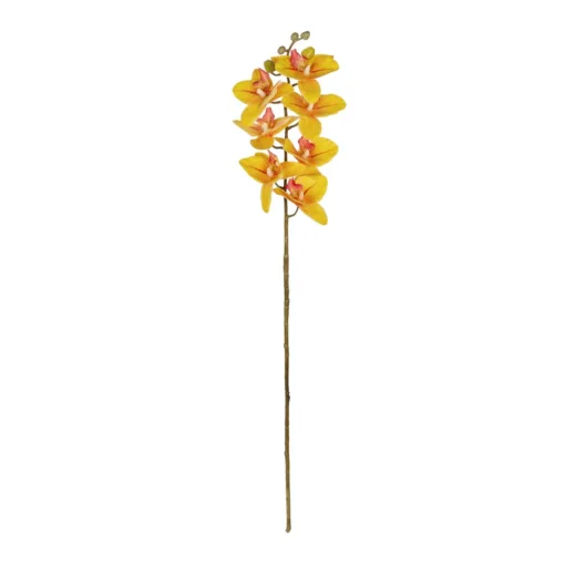GloboStar® GloboStar® Artificial Garden YELLOW RED ORCHID BRANCH 21410 Τεχνητό Διακοσμητικό Κλαδί Κίτρινη Ορχιδέα Y70cm