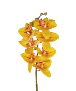 Alternative view of GloboStar® Artificial Garden YELLOW RED ORCHID BRANCH 21410 Τεχνητό Διακοσμητικό Κλαδί Κίτρινη Ορχιδέα Y70cm