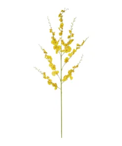 GloboStar® GloboStar® Artificial Garden YELLOW DANCE ORCHID BRANCH 21414 Τεχνητό Διακοσμητικό Κλαδί Κίτρινη Ορχιδέα Y110cm