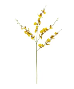 GloboStar® GloboStar® Artificial Garden YELLOW SPRING ORCHIDIUM BRANCH 21415 Τεχνητό Διακοσμητικό Κλαδί Κίτρινη Ορχιδέα Y76cm
