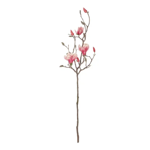 GloboStar® GloboStar® Artificial Garden WHITE - PINK MAGNOLIA 21416 Τεχνητό Διακοσμητικό Κλαδί Ροζ Μανόλια Μ30 x Π13 x Υ110cm