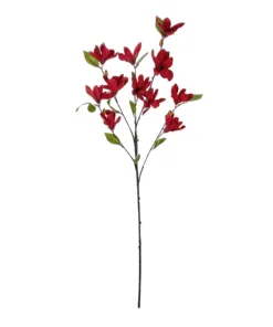 GloboStar® GloboStar® Artificial Garden RED MAGNOLIA BRANCH 21422 Τεχνητό Διακοσμητικό Κλαδί Κόκκινη Μανόλια Y86cm
