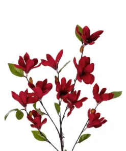 GloboStar® Artificial Garden RED MAGNOLIA BRANCH 21422 Τεχνητό Διακοσμητικό Κλαδί Κόκκινη Μανόλια Y86cm 6 21422 3