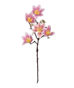 GloboStar® GloboStar® Artificial Garden PING MAGNOLIA BRANCH 21424 Τεχνητό Διακοσμητικό Κλαδί Ροζ Μανόλια Y57cm