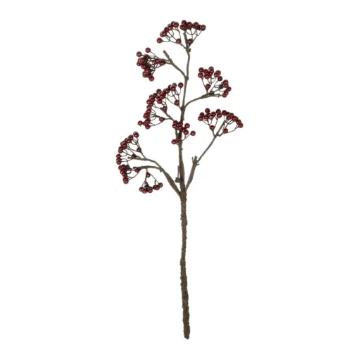 GloboStar® GloboStar® Artificial Garden RED HOLLY BERRIES FRUIT BRANCH 21427 Τεχνητό Διακοσμητικό Κλαδί Κόκκινο Γκί Y86cm