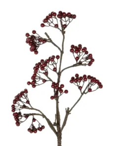 GloboStar® Artificial Garden RED HOLLY BERRIES FRUIT BRANCH 21427 Τεχνητό Διακοσμητικό Κλαδί Κόκκινο Γκί Y86cm 6 21427 3