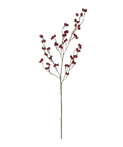 GloboStar® GloboStar® Artificial Garden RED HOLLY BERRIES FRUIT BRANCH 21428 Τεχνητό Διακοσμητικό Κλαδί Κόκκινο Γκί Y102cm