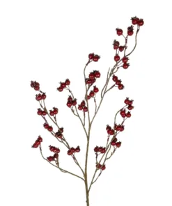 Alternative view of GloboStar® Artificial Garden RED HOLLY BERRIES FRUIT BRANCH 21428 Τεχνητό Διακοσμητικό Κλαδί Κόκκινο Γκί Y102cm