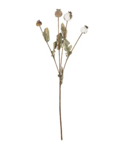 GloboStar® GloboStar® Artificial Garden POPPY FRUIT BRANCH 21433 Τεχνητό Διακοσμητικό Κλαδί Παπαρούνα Y60cm