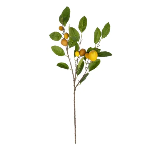 GloboStar® GloboStar® Artificial Garden YELLOW LEMON FRUIT BRANCH 21437 Τεχνητό Διακοσμητικό Κίτρινο Κλαδί Πορτακαλιά Y80cm