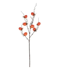 GloboStar® GloboStar® Artificial Garden ORANGE PERSIMMON FRUIT BRANCH 21438 Τεχνητό Διακοσμητικό Πορτοκαλί Κλαδί Λωτός Y83cm