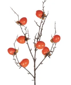 Alternative view of GloboStar® Artificial Garden ORANGE PERSIMMON FRUIT BRANCH 21438 Τεχνητό Διακοσμητικό Πορτοκαλί Κλαδί Λωτός Y83cm
