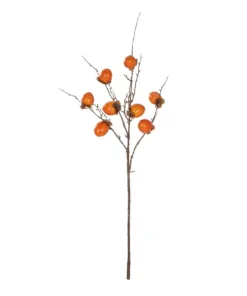 GloboStar® GloboStar® Artificial Garden PERSIMMON FRUIT 21439 Τεχνητό Διακοσμητικό Κλαδί Πορτοκαλί & Καφέ Λωτός Μ35 x Π7 x Υ90cm
