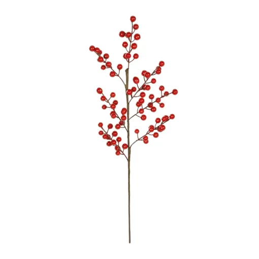 GloboStar® GloboStar® Artificial Garden RED BERRIES FRUIT BRANCH 21441 Τεχνητό Διακοσμητικό Κλαδί Κόκκινο Γκί Y66cm