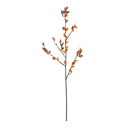 GloboStar® GloboStar® Artificial Garden ORANGE BERRIES FRUIT BRANCH 21444 Τεχνητό Διακοσμητικό Κλαδί Πορτοκαλί Γκί Y94cm