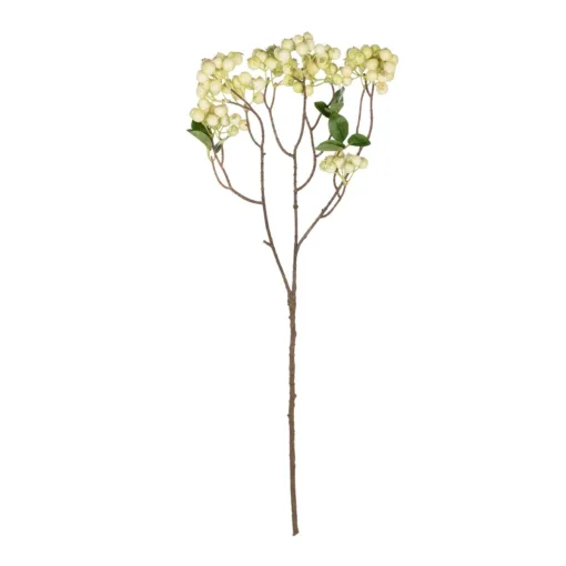 GloboStar® GloboStar® Artificial Garden WHITE BERRIES FRUIT BRANCH 21446 Τεχνητό Διακοσμητικό Κλαδί Λευκό Γκί Y71cm