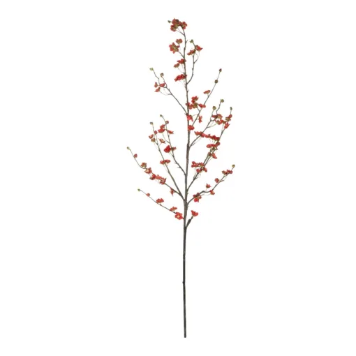 GloboStar® GloboStar® Artificial Garden RED CHERRY BLOSSOM BRANCH 21455 Τεχνητό Διακοσμητικό Κλαδί Κόκκινης Κερασίας Y110cm