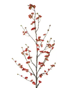 GloboStar® Artificial Garden RED CHERRY BLOSSOM BRANCH 21455 Τεχνητό Διακοσμητικό Κλαδί Κόκκινης Κερασίας Y110cm 6 21455 3