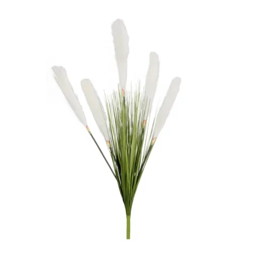 GloboStar® GloboStar® Artificial Garden WHITE PAMPAS GRASS BRANCH 21485 Τεχνητό Διακοσμητικό Κλαδί Λευκό Πάμπας Y88cm