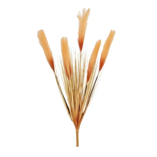 GloboStar® GloboStar® Artificial Garden ORANGE PAMPAS GRASS BRANCH 21486 Τεχνητό Διακοσμητικό Κλαδί Πορτοκαλί Πάμπας Y88cm
