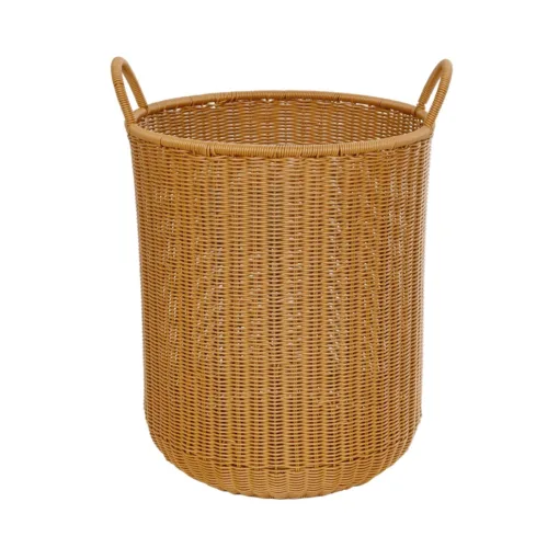 GloboStar® GloboStar® Artificial Garden TORINO 21492 Διακοσμητικό Πλεκτό Καλάθι - Κασπώ Γλάστρα - Flower Pot Μπεζ Φ37cm x Υ52cm