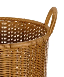 GloboStar® Artificial Garden TORINO 21493 Διακοσμητικό Πλεκτό Καλάθι - Κασπώ Γλάστρα - Flower Pot Μπεζ Φ31cm x Υ47cm 10 21493 5