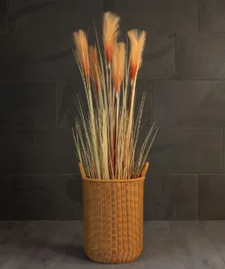 GloboStar® Artificial Garden TORINO 21493 Διακοσμητικό Πλεκτό Καλάθι - Κασπώ Γλάστρα - Flower Pot Μπεζ Φ31cm x Υ47cm 12 21493 7