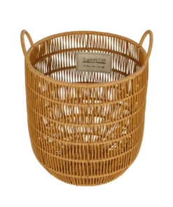 Alternative view of GloboStar® Artificial Garden OSAKA 21494 Διακοσμητικό Πλεκτό Καλάθι - Κασπώ Γλάστρα - Flower Pot Μπεζ Φ30cm x Υ41cm