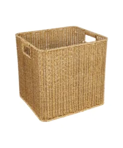 GloboStar® GloboStar® Artificial Garden CAVES 21496 Διακοσμητικό Πλεκτό Καλάθι - Κασπώ Γλάστρα - Flower Pot Μπεζ Μ32 x Π28 x Υ30cm