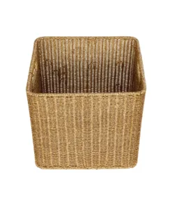 Alternative view of GloboStar® Artificial Garden CAVES 21496 Διακοσμητικό Πλεκτό Καλάθι - Κασπώ Γλάστρα - Flower Pot Μπεζ Μ32 x Π28 x Υ30cm