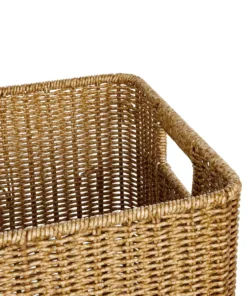 GloboStar® Artificial Garden CAVES 21496 Διακοσμητικό Πλεκτό Καλάθι - Κασπώ Γλάστρα - Flower Pot Μπεζ Μ32 x Π28 x Υ30cm 10 21496 5