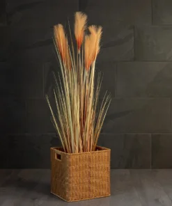 GloboStar® Artificial Garden CAVES 21496 Διακοσμητικό Πλεκτό Καλάθι - Κασπώ Γλάστρα - Flower Pot Μπεζ Μ32 x Π28 x Υ30cm 12 21496 7