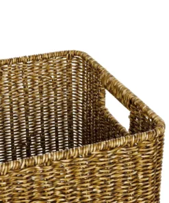 GloboStar® Artificial Garden SIENA 21497 Διακοσμητικό Πλεκτό Καλάθι - Κασπώ Γλάστρα - Flower Pot Μπεζ Μ32 x Π28 x Υ30cm 10 21497 5