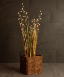 GloboStar® Artificial Garden SIENA 21497 Διακοσμητικό Πλεκτό Καλάθι - Κασπώ Γλάστρα - Flower Pot Μπεζ Μ32 x Π28 x Υ30cm 12 21497 7