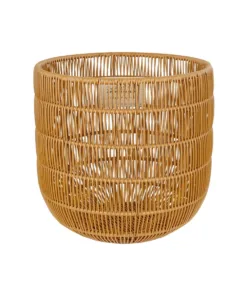 GloboStar® GloboStar® Artificial Garden DAKOTA 21498 Διακοσμητικό Πλεκτό Καλάθι - Κασπώ Γλάστρα - Flower Pot Μπεζ Φ33cm x Υ33cm