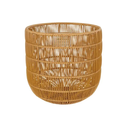 GloboStar® GloboStar® Artificial Garden DAKOTA 21498 Διακοσμητικό Πλεκτό Καλάθι - Κασπώ Γλάστρα - Flower Pot Μπεζ Φ33cm x Υ33cm