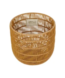 Alternative view of GloboStar® Artificial Garden DAKOTA 21498 Διακοσμητικό Πλεκτό Καλάθι - Κασπώ Γλάστρα - Flower Pot Μπεζ Φ33cm x Υ33cm