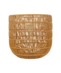 GloboStar® Artificial Garden DAKOTA 21498 Διακοσμητικό Πλεκτό Καλάθι - Κασπώ Γλάστρα - Flower Pot Μπεζ Φ33cm x Υ33cm 9 21498 4