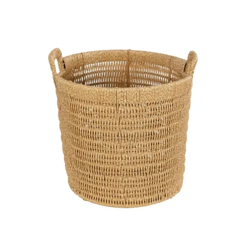 GloboStar® GloboStar® Artificial Garden BARBADOS 21499 Διακοσμητικό Πλεκτό Καλάθι - Κασπώ Γλάστρα - Flower Pot Μπεζ Μ28 x Π28 x Υ26cm