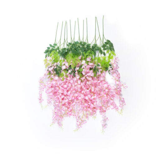 GloboStar® GloboStar® Artificial Garden PALE PINK WISTERIA FLOWER BRANCH 21511 Σετ 12 Τεχνητά Διακοσμητικά κλαδιά Βιστέριας Απαλό Ροζ Φ45 x Υ120cm