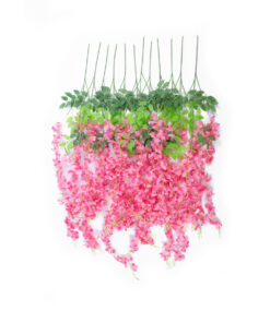 GloboStar® GloboStar® Artificial Garden HOT PINK WISTERIA FLOWER BRANCH 21512 Σετ 12 Τεχνητά Διακοσμητικά κλαδιά Βιστέριας Έντονο Ροζ Φ45 x Υ120cm