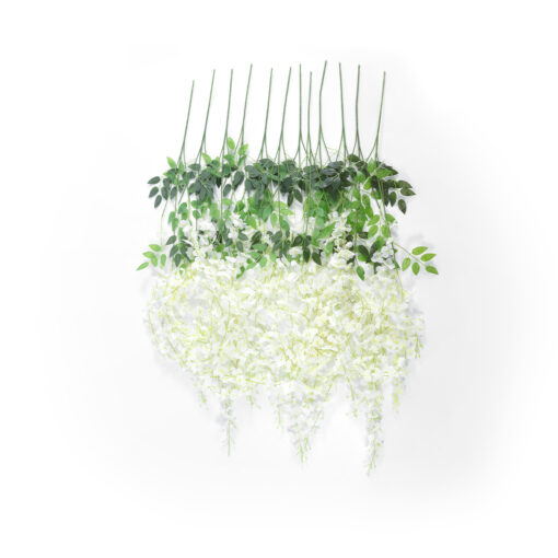 GloboStar® GloboStar® Artificial Garden WHITE WISTERIA FLOWER BRANCH 21513 Σετ 12 Τεχνητά Διακοσμητικά κλαδιά Βιστέριας Λευκό Φ45 x Υ120cm