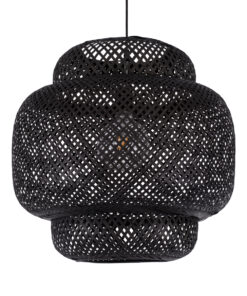 GloboStar® GLOBOSTAR® MALDIVES 00579 Boho Κρεμαστό Φωτιστικό Οροφής με Ντουί 1 x E27 AC 220-240V IP20 - Μαύρο - Μ56 x Π56 x Y54cm